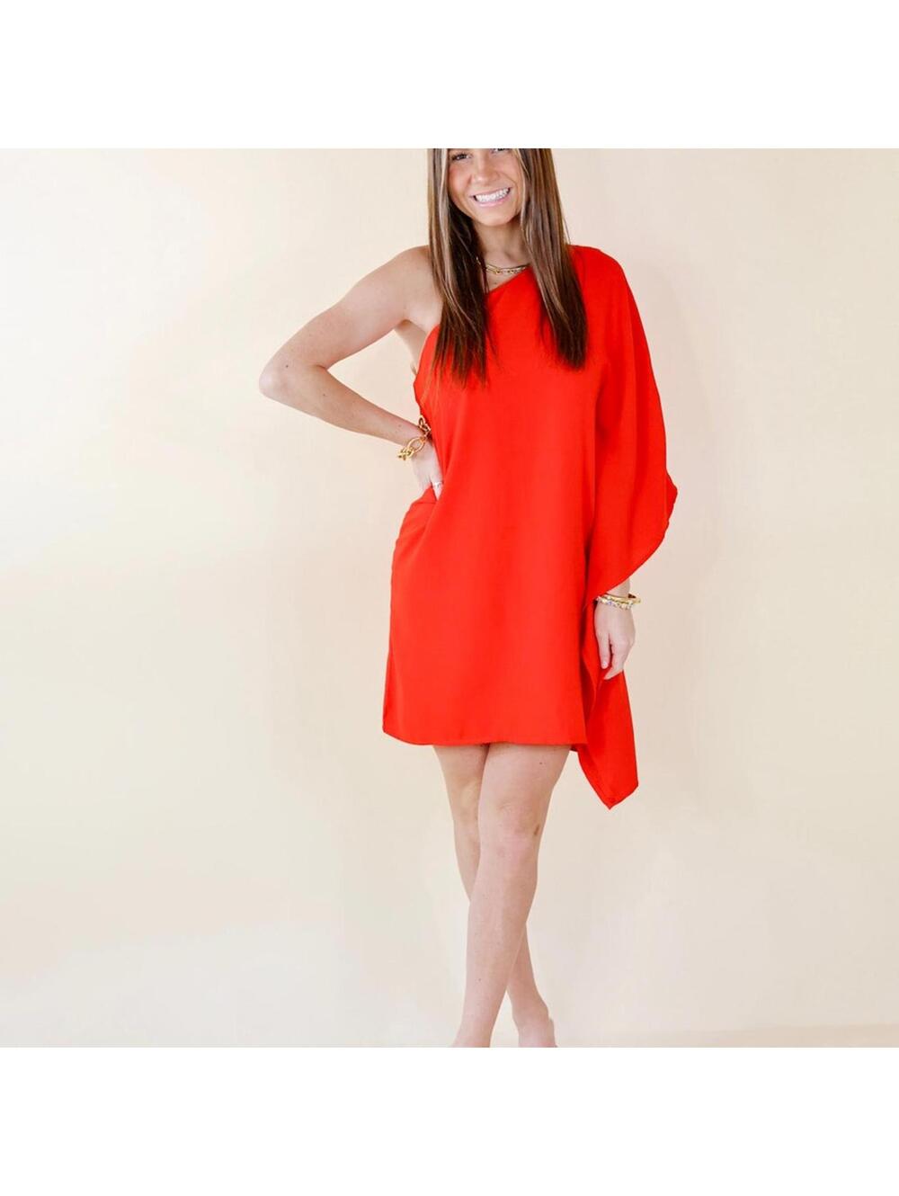Chic Asymmetrical Red Dress